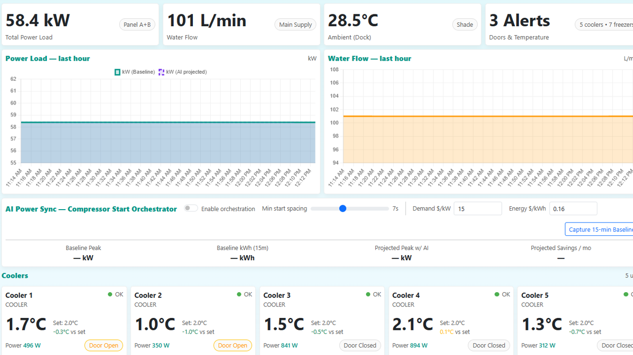 Cold Storage Operations Dashboard preview